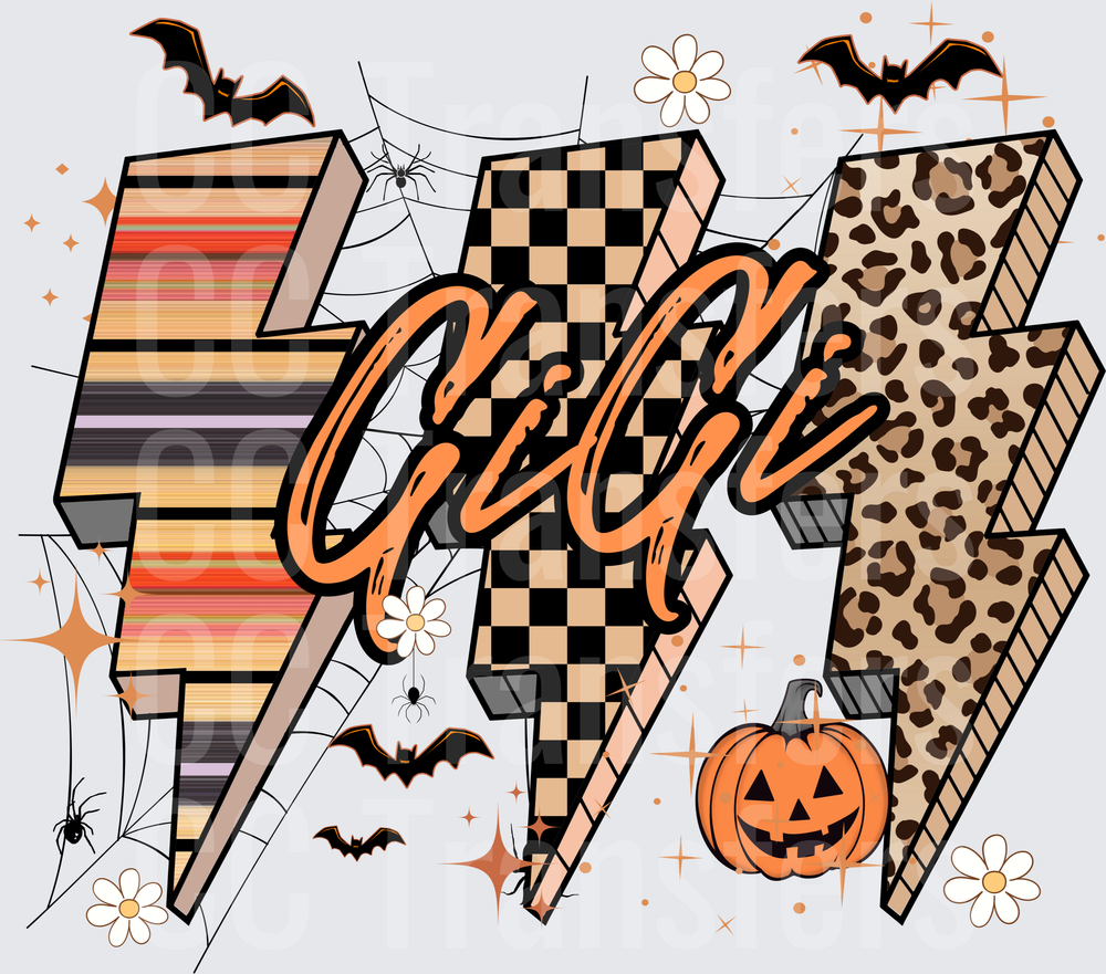 Halloween Gigi Triple Lightning Bolt Leopard Checker (DTF)