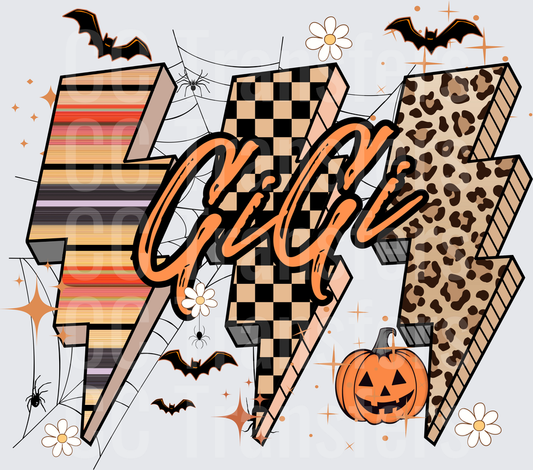 Halloween Gigi Triple Lightning Bolt Leopard Checker (DTF)