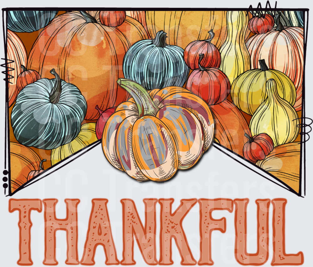 Thankful Colorful Pumpkin Patch Harvest Banner (DTF)
