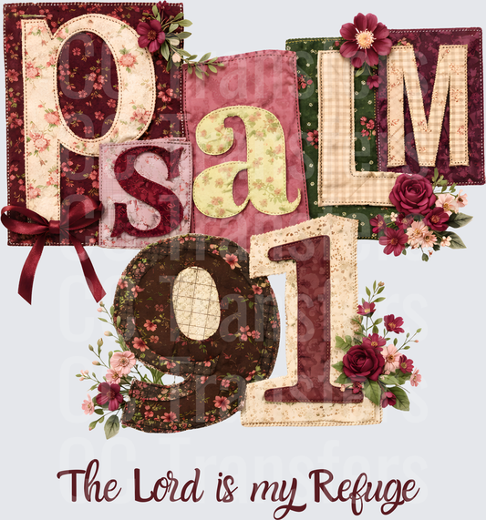 Psalm 91 The Lord Is My Refuge Floral Patchwork Quilt (DTF)