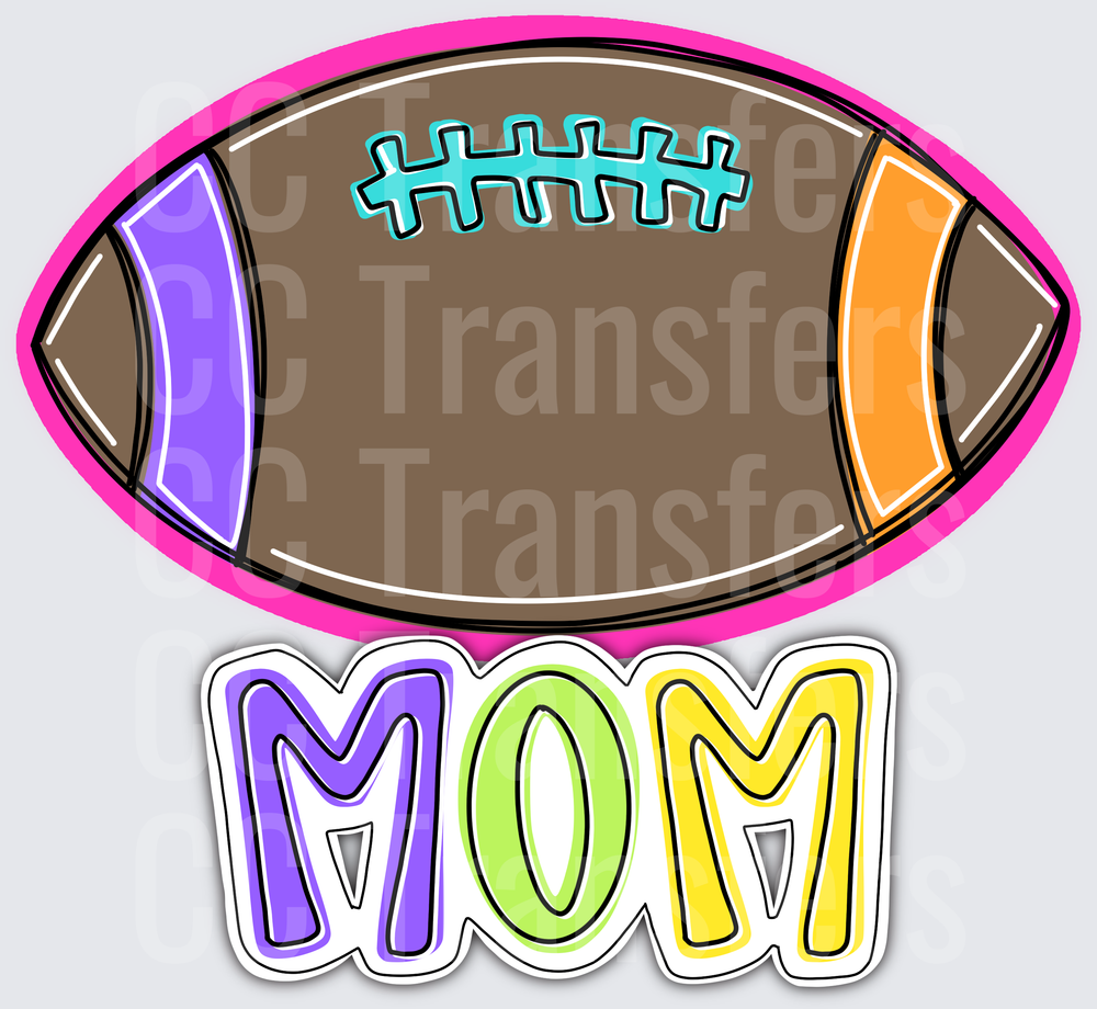 Colorful Football Mom Doodle Design (DTF)