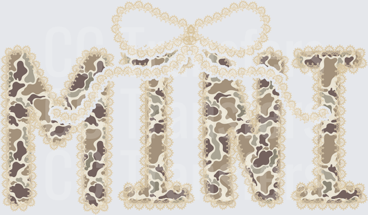 Camo Lace Bow Mini Letters Word Art (DTF)