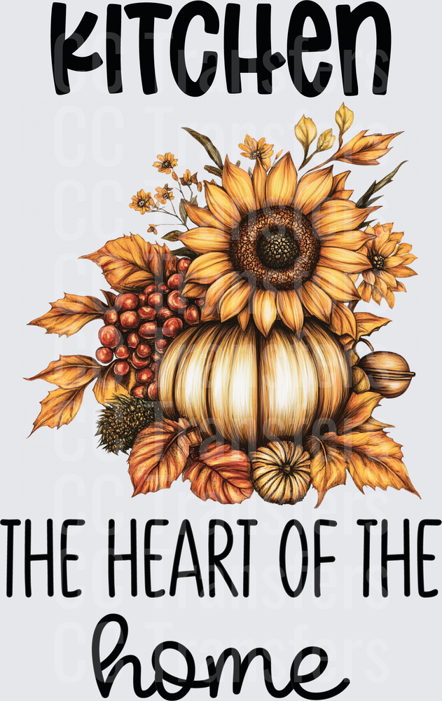 Kitchen The Heart Of The Home Fall Sunflower Pumpkin (DTF)