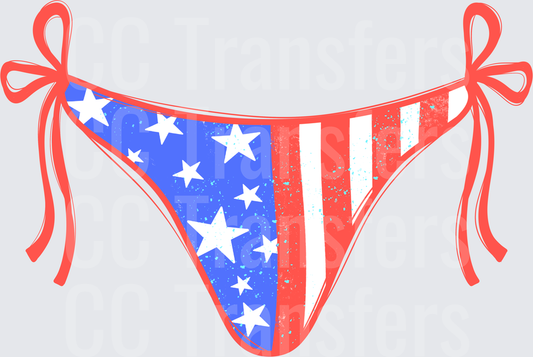 Patriotic Stars and Stripes Tie-Side Bikini Bottom (DTF)