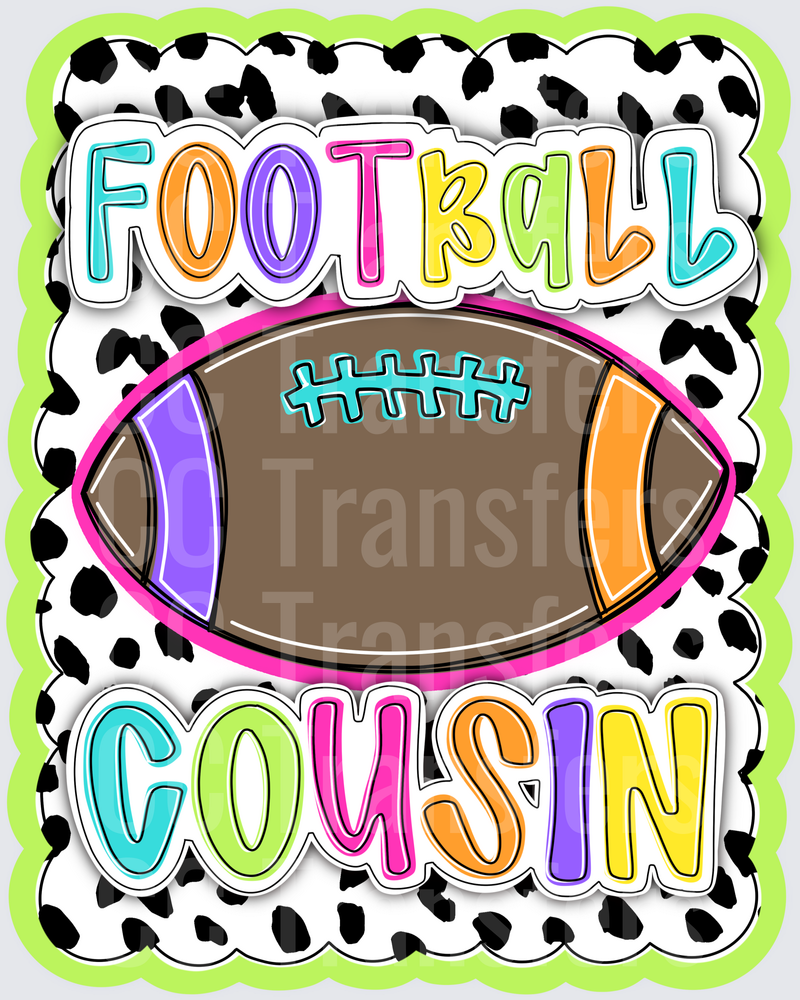 Football Cousin Colorful Doodle Dalmatian Print Design (DTF)