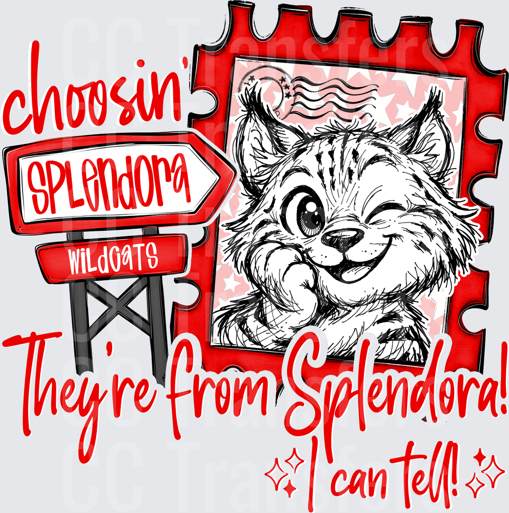 Choosin' Splendora Wildcats Winking Bobcat Stamp Sign DTF