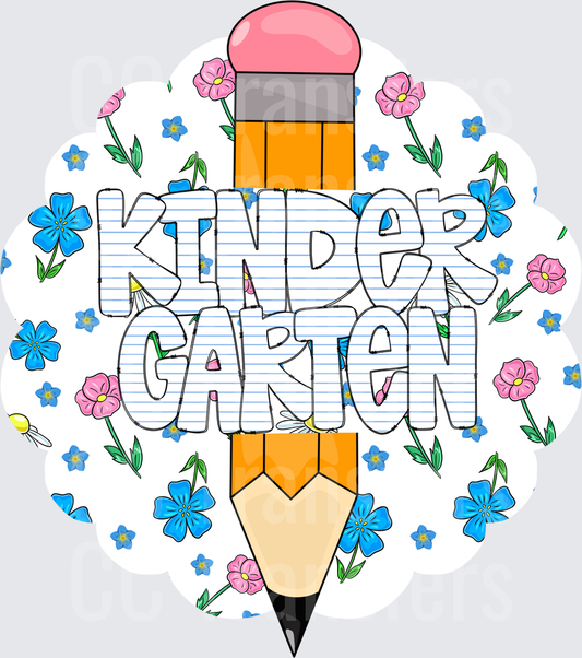 Kindergarten Pencil Floral Back to School (DTF)