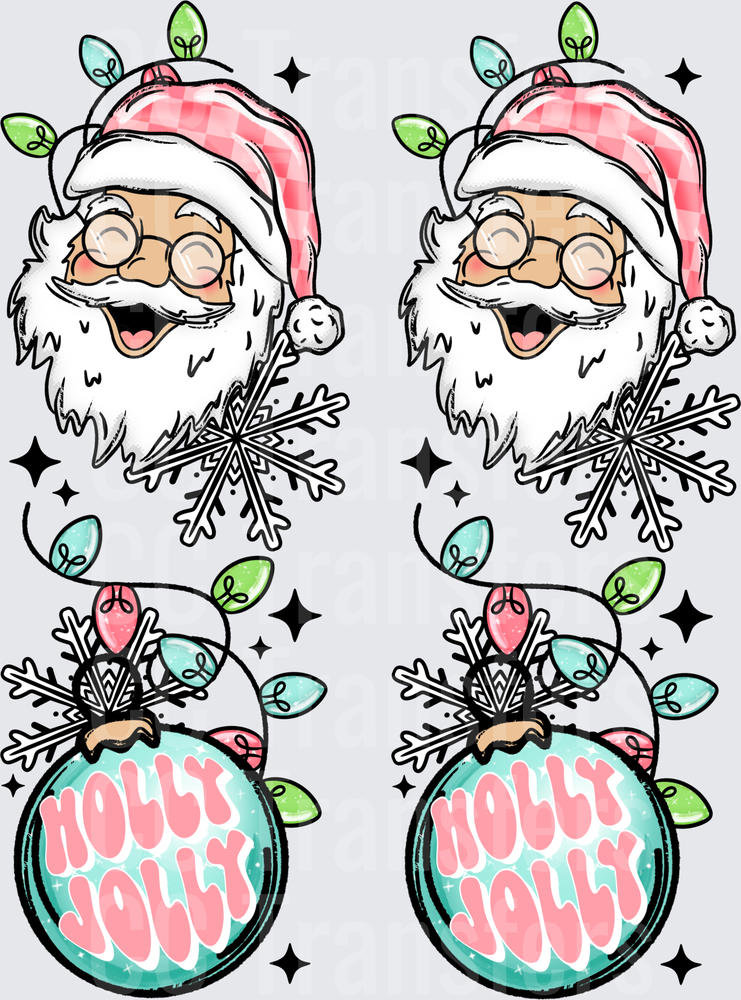 Holly Jolly Santa with Snowflake Christmas Ornament (DTF)
