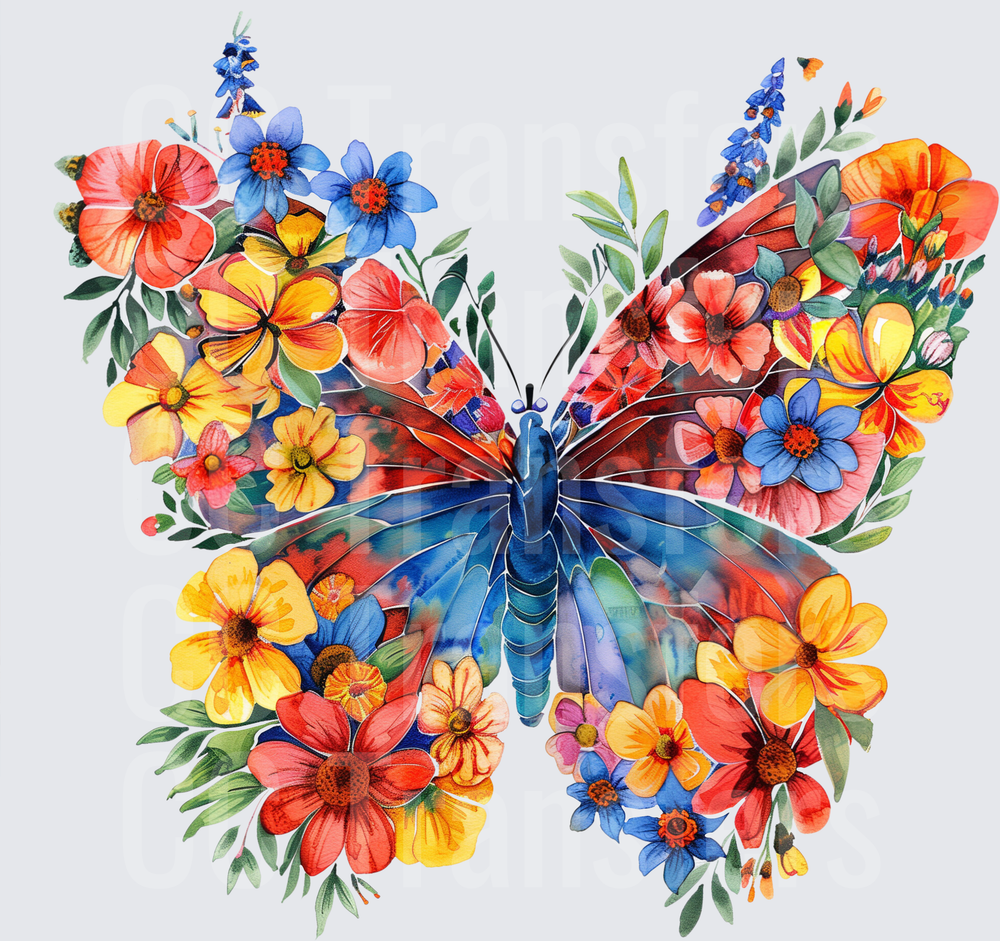 Watercolor Floral Butterfly Wildflower Bouquet (DTF)