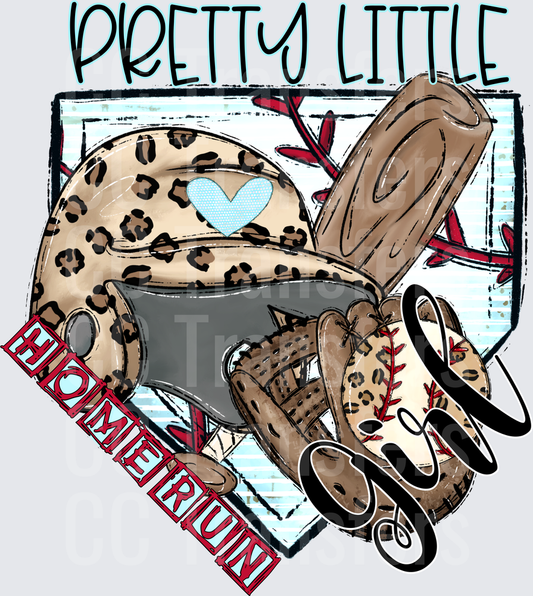 Pretty Little Home Run Girl Leopard Baseball Helmet DTF