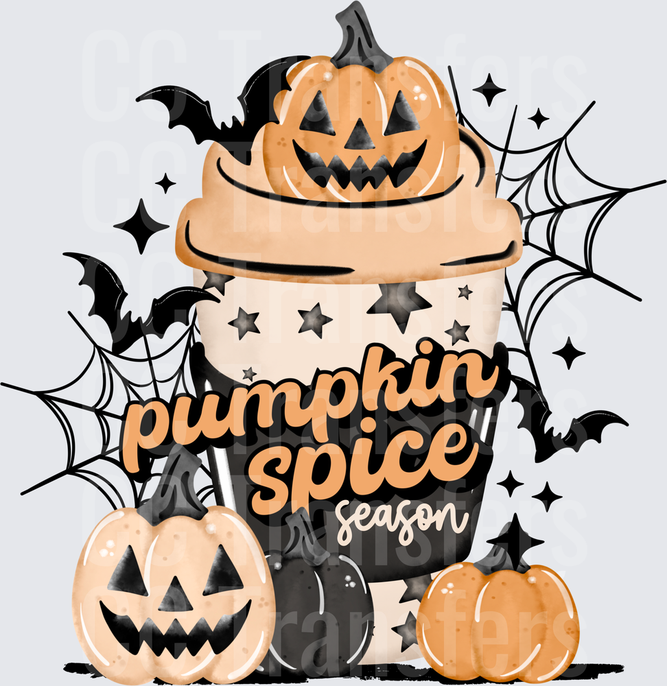 Pumpkin Spice Season Halloween Latte Cup with Bats (DTF)
