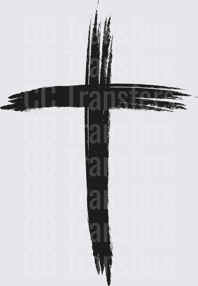 Bold Black Brushstroke Christian Cross (DTF)