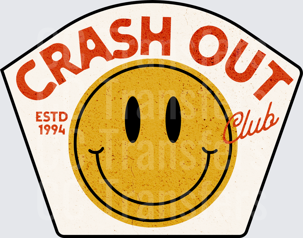Crash Out Club Estd 1994 Retro Smiley Face Badge (DTF)