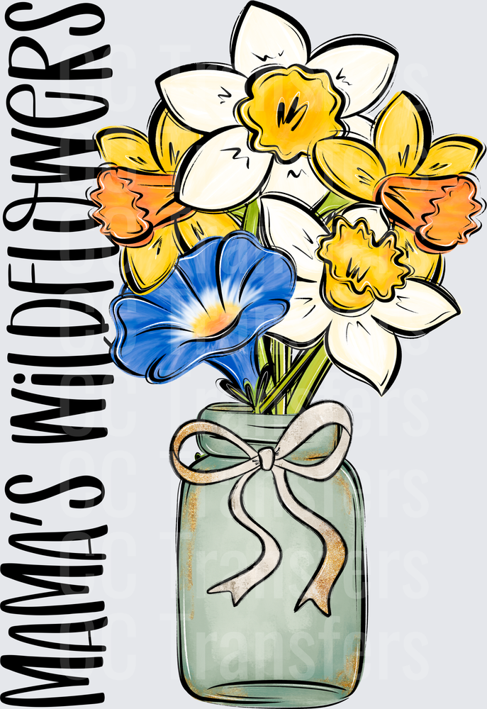 Mama's Wildflowers Mason Jar Daffodils Bouquet (DTF)