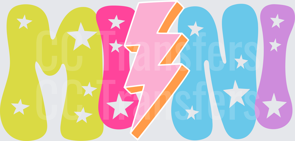 Retro Star Bubble Letter Word MINI Lightning Bolt (DTF)