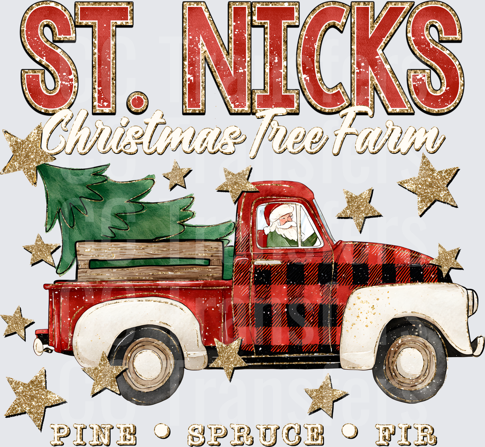 St. Nicks Christmas Tree Farm Buffalo Plaid Truck (DTF)
