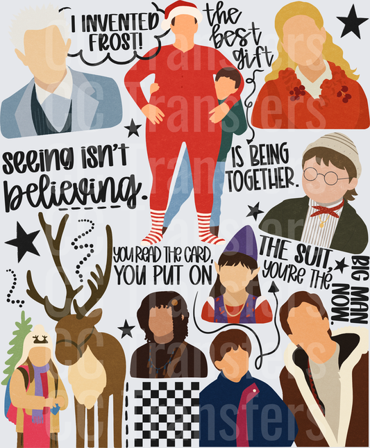 Classic Christmas Movie Characters Holiday Quote Collage (DTF)