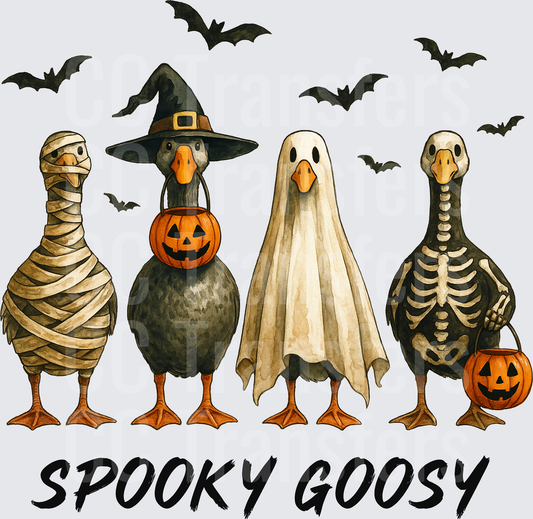 Spooky Goosy Halloween Geese in Costumes with Bats (DTF)