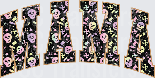 Mama Varsity Letter Pastel Skull Halloween Grunge (DTF)