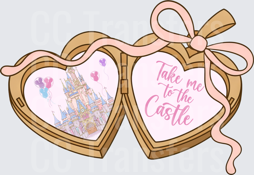 Take Me To The Castle Heart Locket with Bow (DTF)