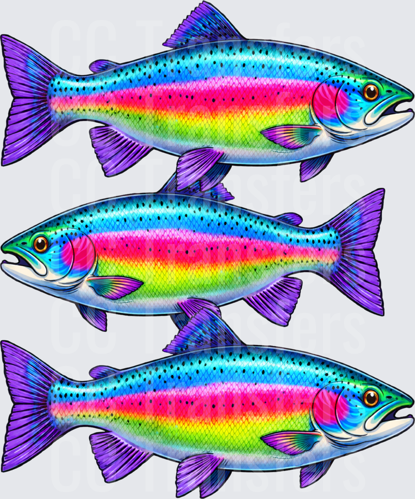 Triple Neon Rainbow Trout Fish School (DTF)