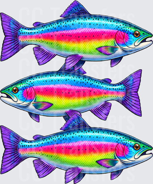 Triple Neon Rainbow Trout Fish School (DTF)