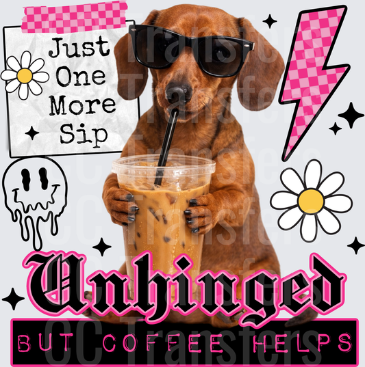 Unhinged Coffee Wiener Dog (DTF)