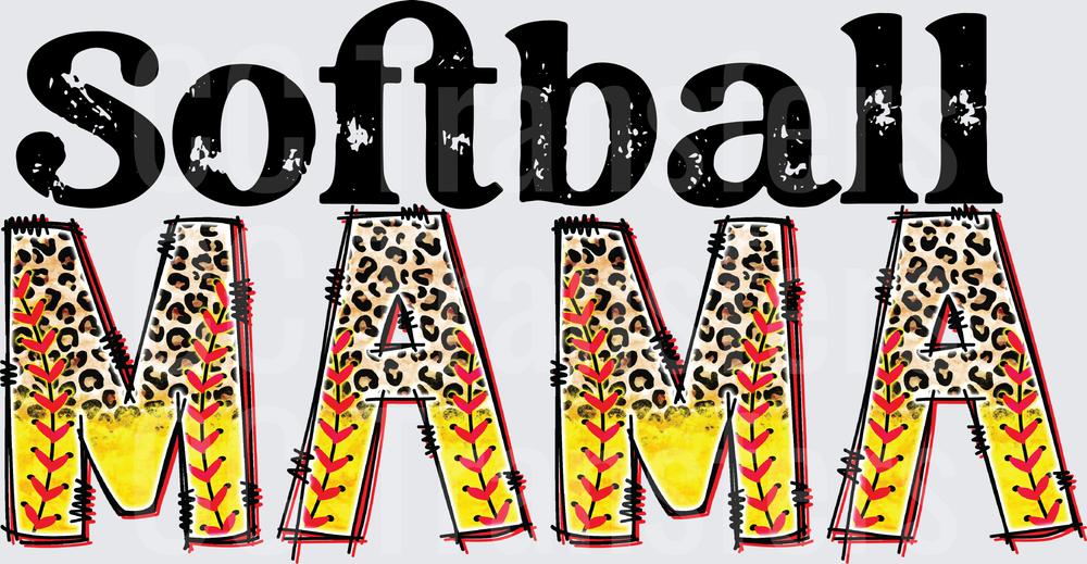 Softball Mama Leopard Print Softball Lace Letters (DTF)