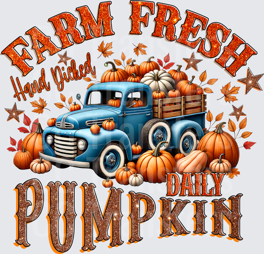 Farm Fresh Hand Picked Daily Pumpkin Vintage Truck (DTF)