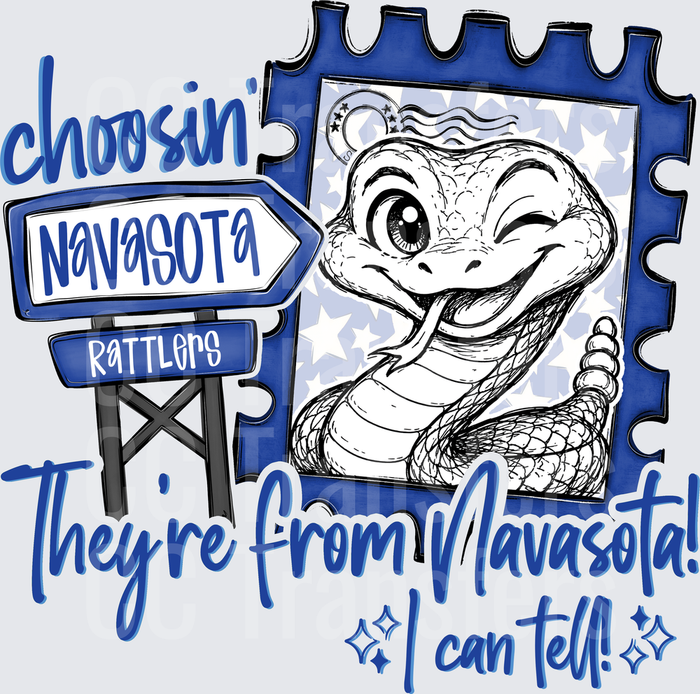 Choosin Navasota Rattlers Cute Snake Postage Stamp (DTF)