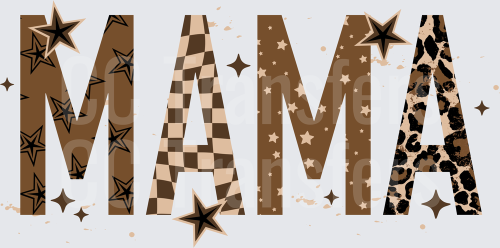 Mama Mixed Pattern Letters Stars Leopard Checkered (DTF)