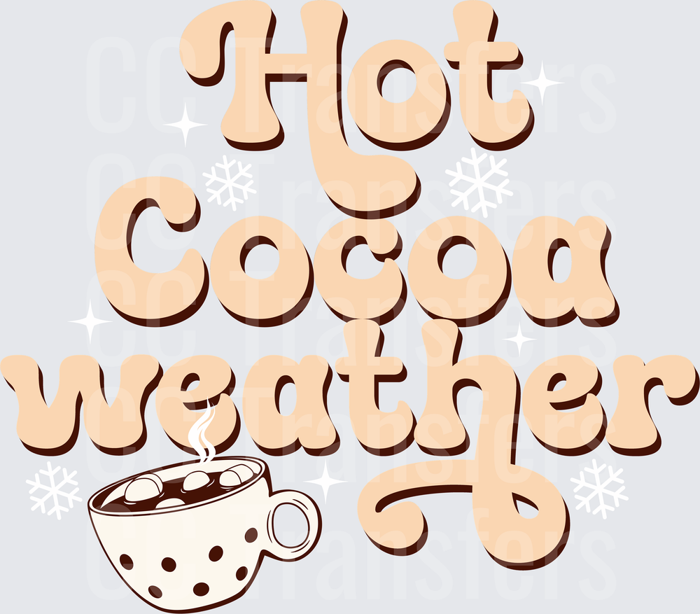 Hot Cocoa Weather Retro Groovy Mug with Marshmallows (DTF)
