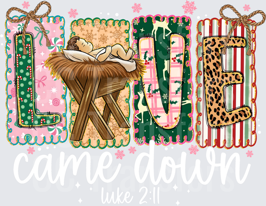 LOVE Baby Jesus Manger Patchwork Christmas Design (DTF)
