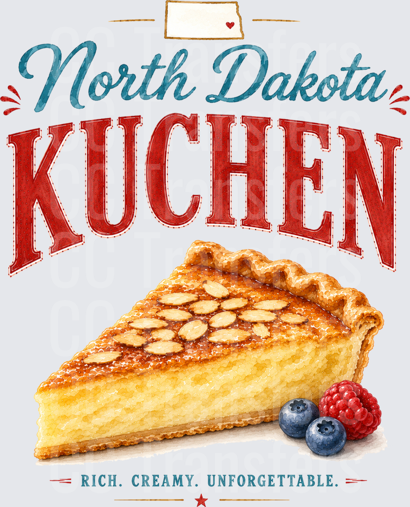 North Dakota Kuchen Slice with Berries Vintage (DTF)