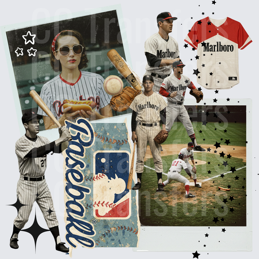 Retro Baseball Collage Vintage Players Stars Scrapbook (DTF)
