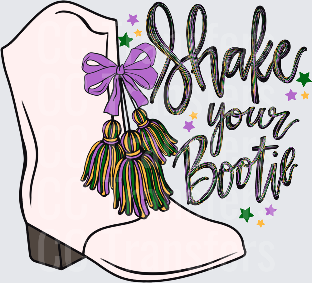 Shake Your Bootie Mardi Gras Cowboy Boot with Tassels (DTF)