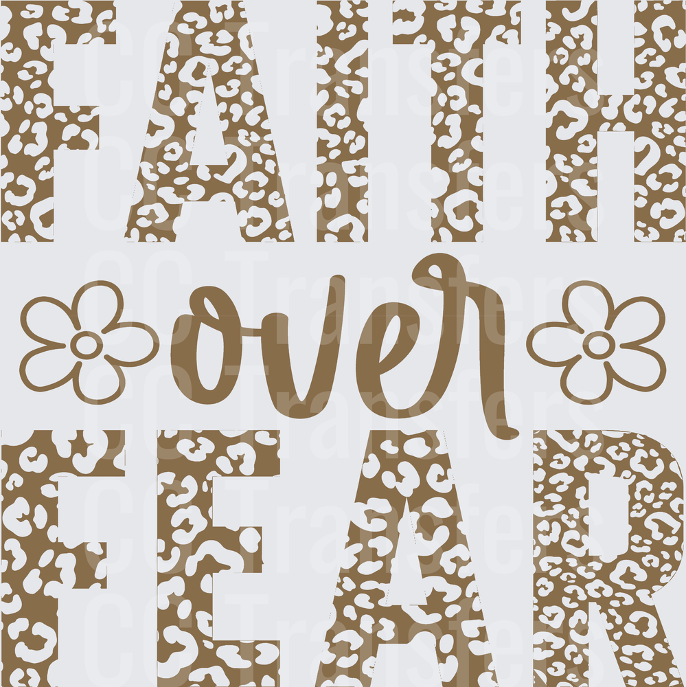 Faith Over Fear Leopard Print Bold Letter Design (DTF)