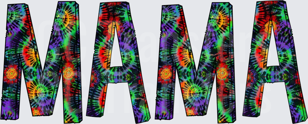Tie Dye Mama Bold 3D Block Letters (DTF)