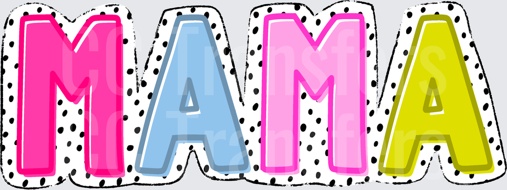 Colorful MAMA Bold Letters Polka Dot Shadow Design (DTF)
