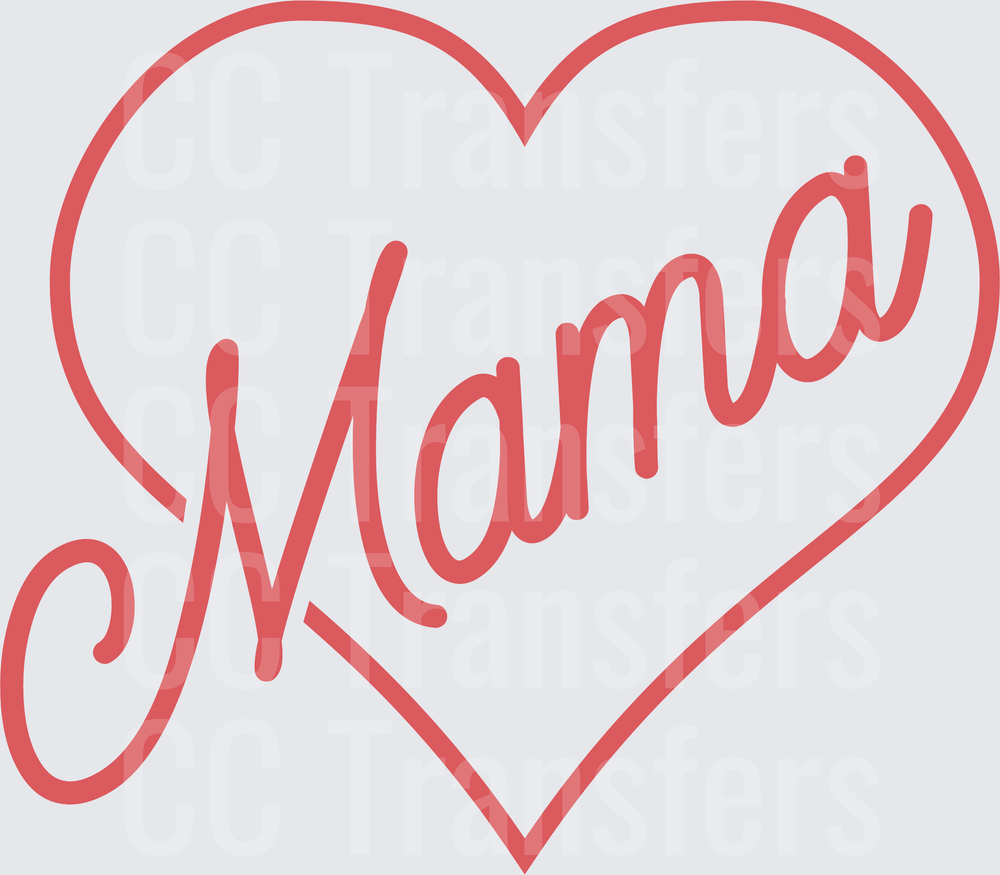 Mama Script Cursive Heart Outline (DTF)