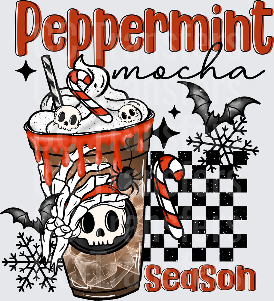 Peppermint Mocha Season Spooky Skull Coffee Cup (DTF)
