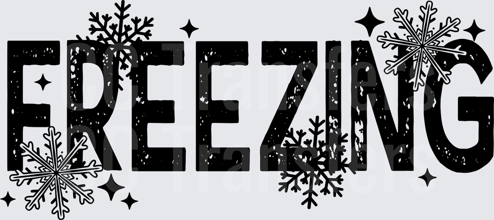 Freezing Bold Text Snowflakes Winter Distressed Design (DTF)
