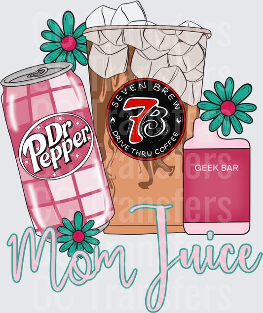Mom Juice Drinks Floral Teal Daisy Cluster (DTF)
