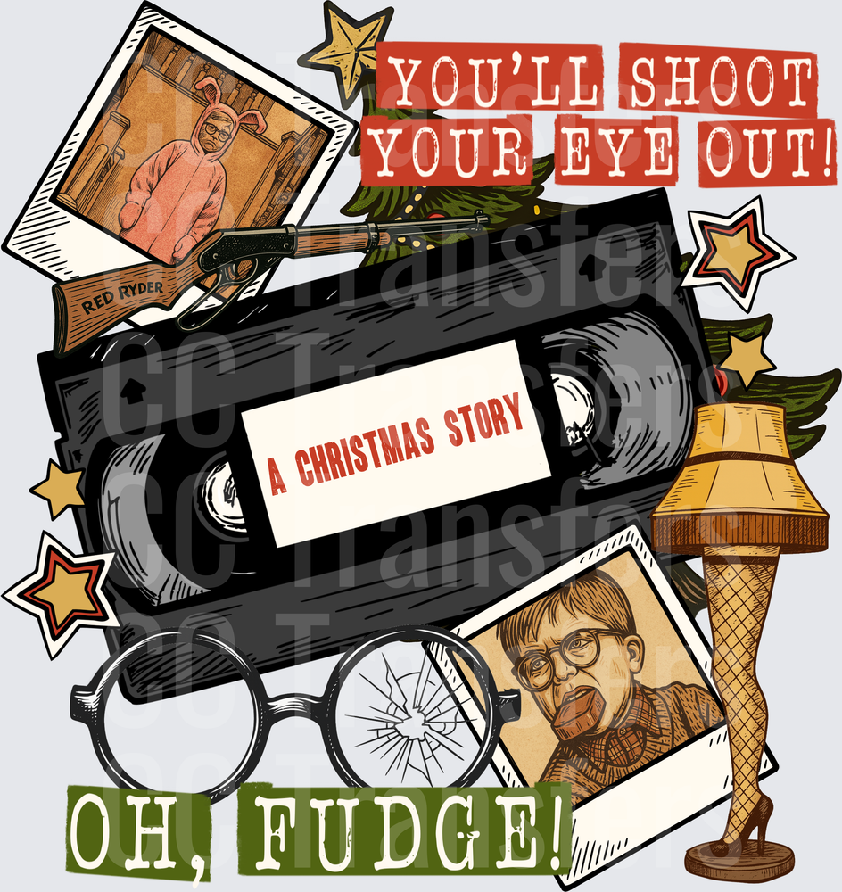A Christmas Story VHS Collage You'll Shoot Your Eye Out (DTF)