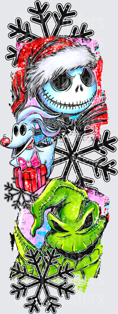 Skeletal Santa, Ghost & Green Monster Christmas Stack (DTF)
