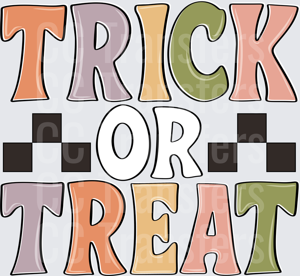 Retro Trick Or Treat Multicolor Checkered Halloween (DTF)