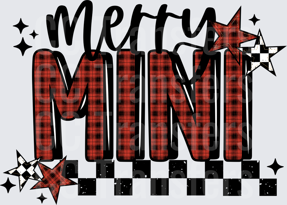 Merry Mini Buffalo Plaid Stars Checkered Christmas (DTF)