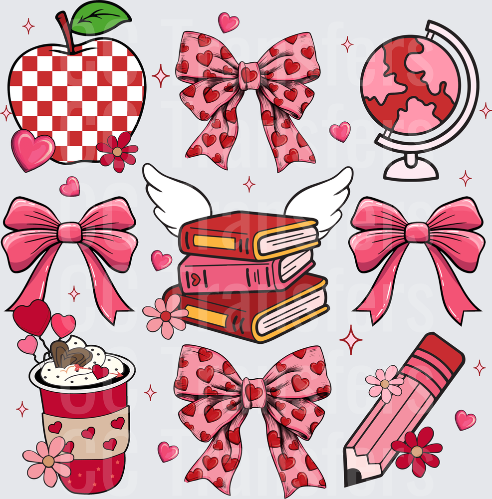 Valentine's Day Teacher School Coquette Bow Bundle (DTF)