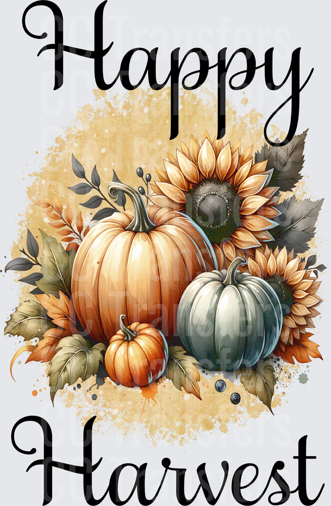 Happy Harvest Pumpkins Sunflowers Fall Arrangement (DTF)