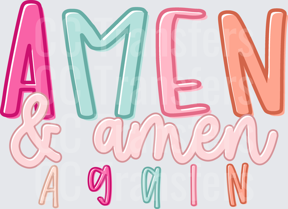 Amen & Amen Again Colorful Mixed Font Typography (DTF)